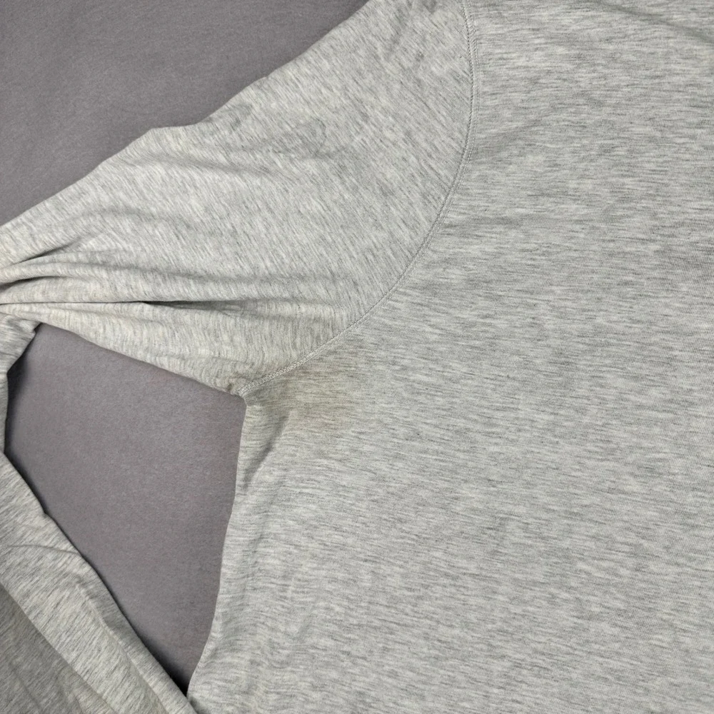 Lululemon Mens Long Sleeve Henley Shirt Gray Heathered Logo Top Size Medium